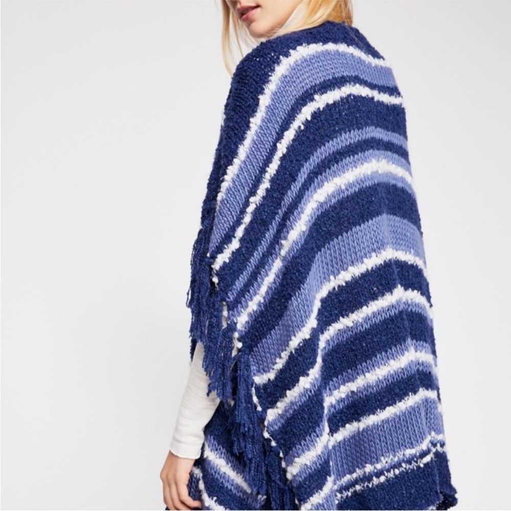 FREE PEOPLE Blue and White Striped Women's Sweater - Picture 2 of 5